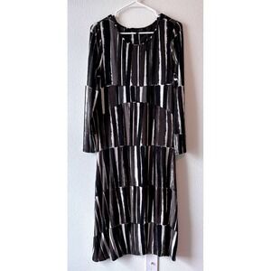 Liv by Habitat Clothes Dress Womens Size Small‎ Midi Geometric Lagenlook Career